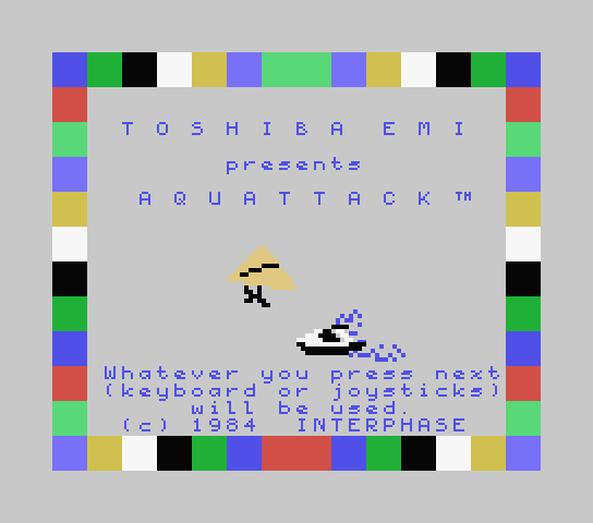Aquattack title screen for MSX